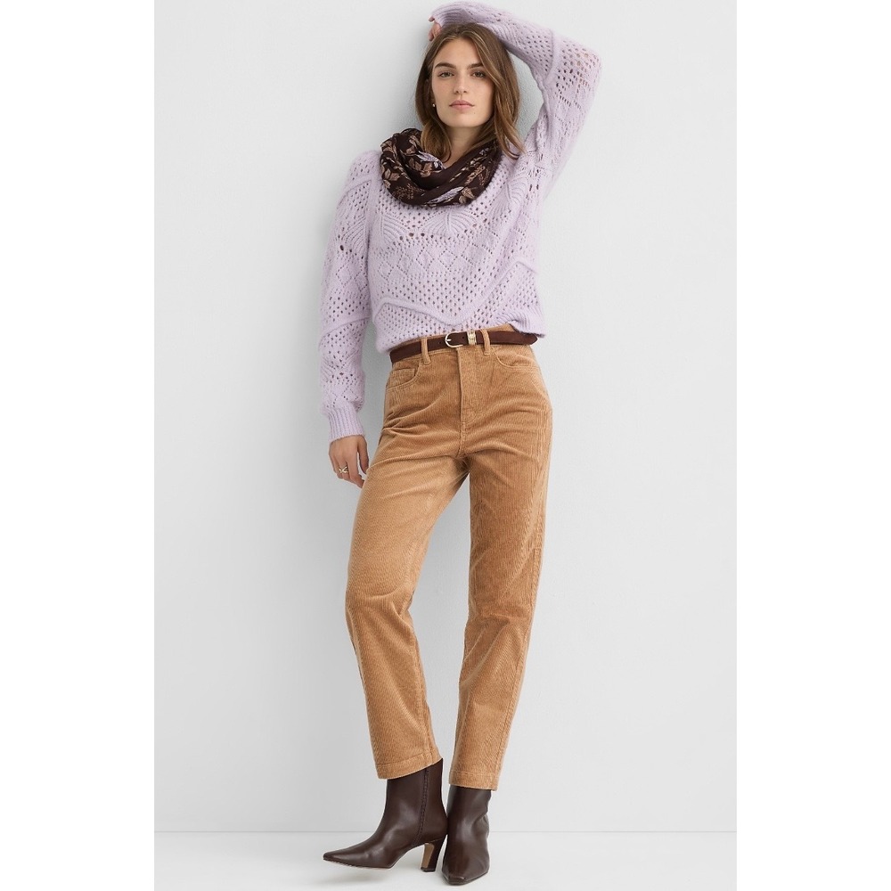Loft Womens Caramel Brown Corduroy Straight Leg Pants Size 8 29 High Rise - Picture 9 of 11